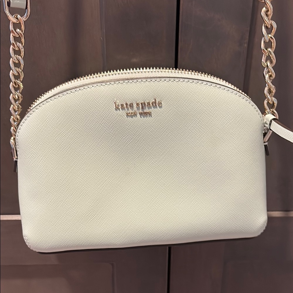 Kate Spade Cream Dome Crossbody Bag with Silver Chain